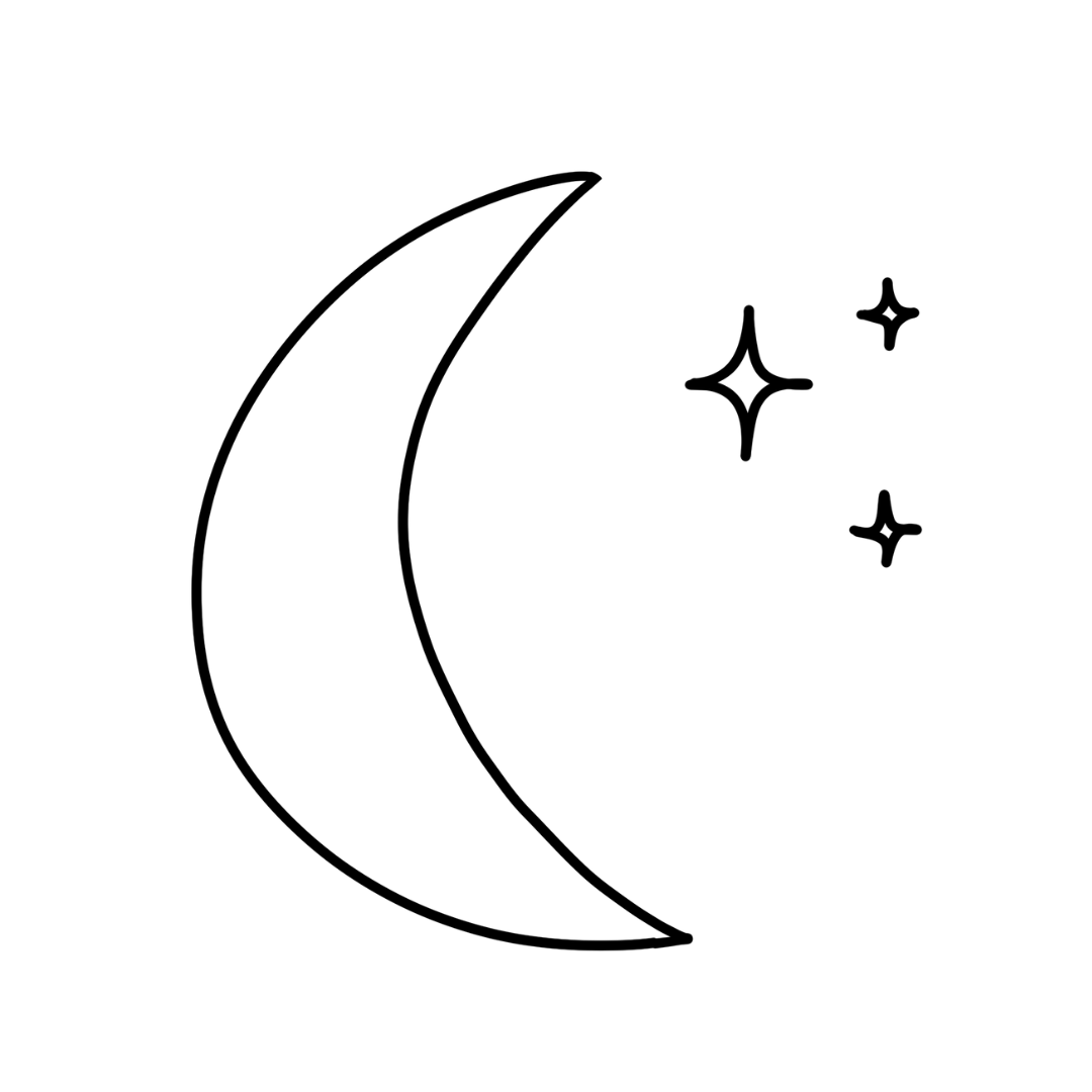 Drawing of a moon and stars